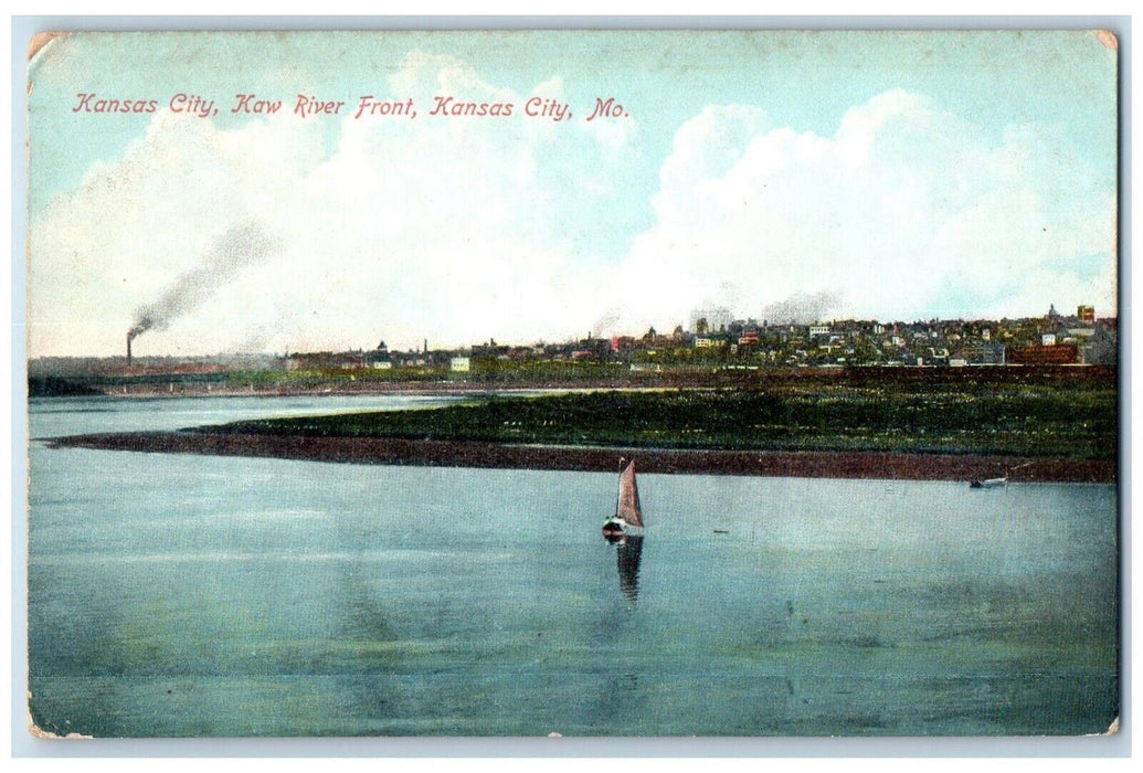 c1910 Kaw River Front Sailboat Kansas City Missouri MO Vintage Antique Postcard