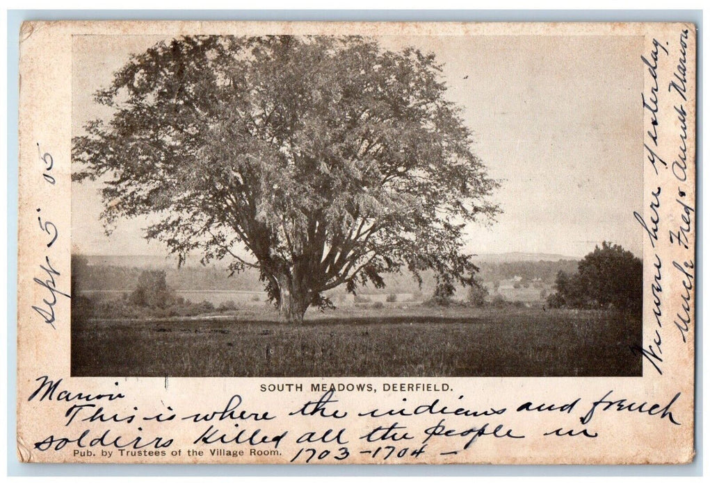 1905 View Of South Meadows Deerfield Massachusetts MA, Brooklyn NY Postcard