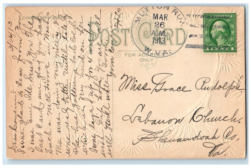 1913 Easter Cross Chick Hatched Egg Embossed Posted Antique Postcard