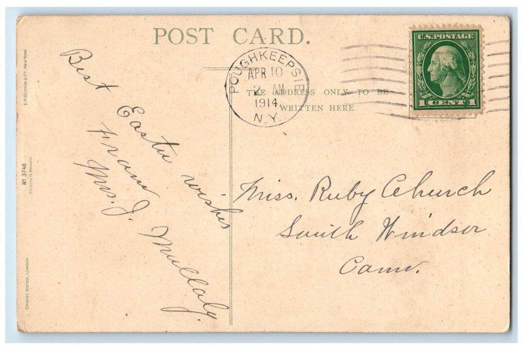 1914 Easter Holly Cross Flowers Embossed Poughkeepsie New York NY Postcard