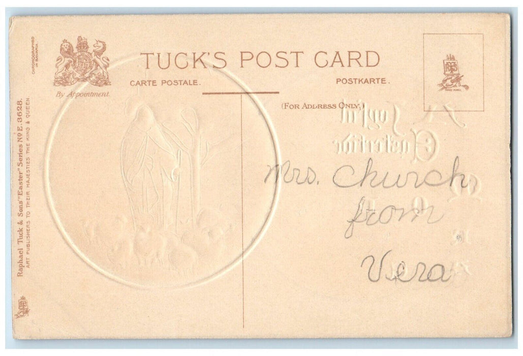 c1910's Easter Jesus Lamb Religious Embossed Tuck's Unposted Antique Postcard