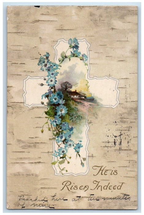 1907 Easter Cross Pansies Flowers Worcester MA Posted Antique Nash Postcard