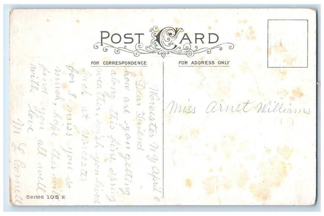 c1910's Happy Easter Hatched Egg Chick Daisy Flowers Embossed Antique Postcard