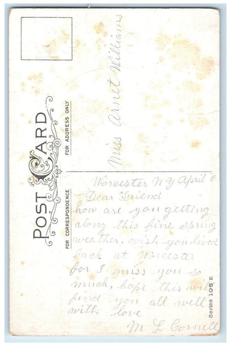c1910's Happy Easter Hatched Egg Chick Daisy Flowers Embossed Antique Postcard