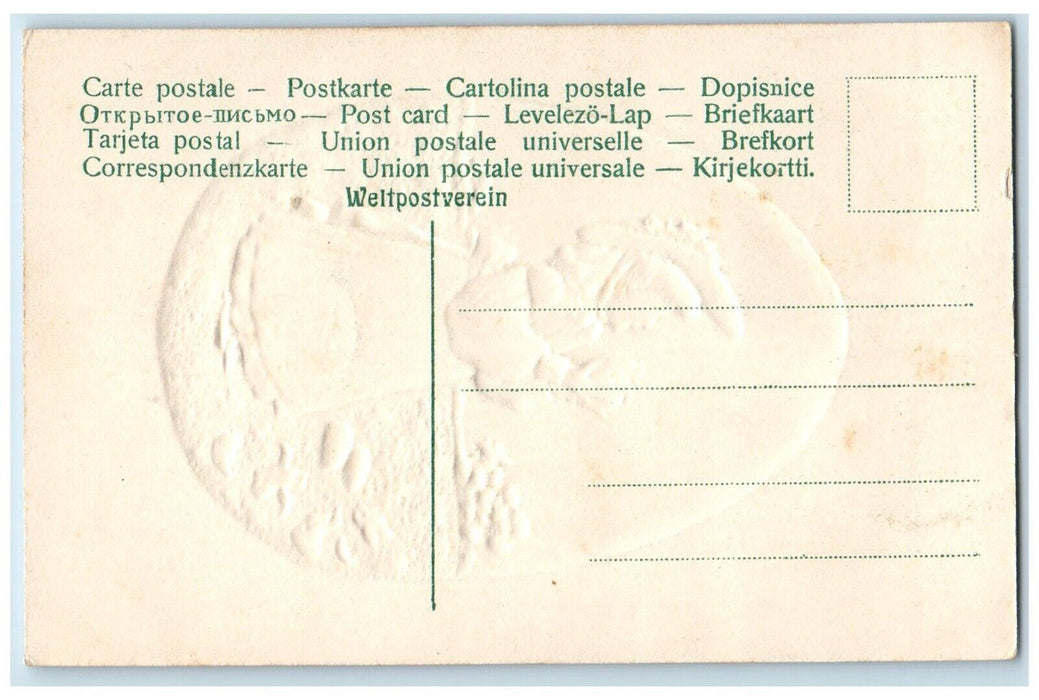 c1910's Easter Greetings Girl Egg Hatched Chicks Embossed Antique Postcard