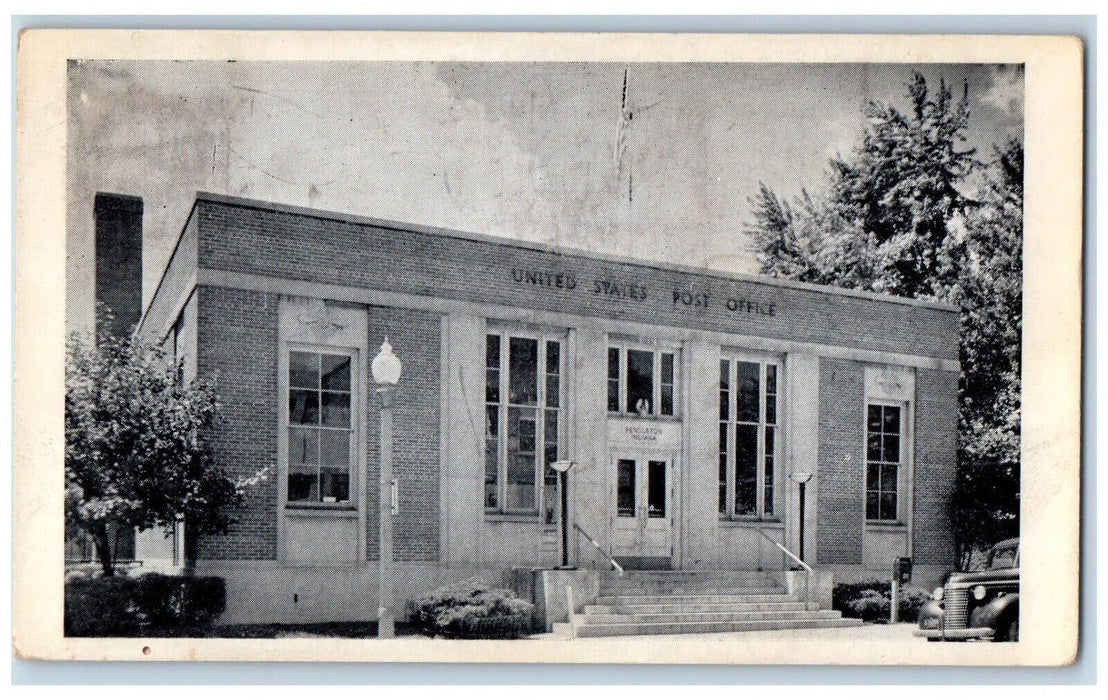 1957 United States Post Office Exterior View Pendleton Lapel Indiana IN Postcard
