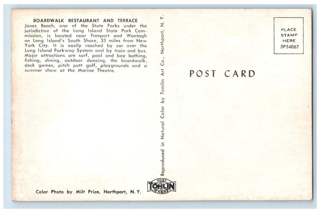 Boardwalk Restaurant And Terrance Jones Beach State Park New York NY Postcard