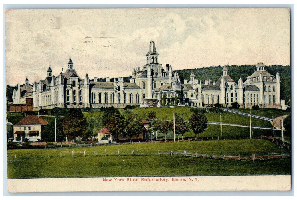 1908 New York State Reformatory Exterior Trees Elmira New York Antique Postcard