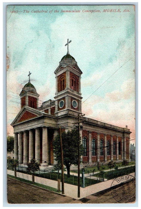 View Of The Cathedral Of The Immaculate Conception Mobile Alabama AL Postcard