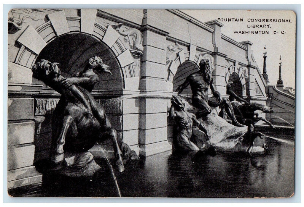 c1910's Fountain Congressional Library Washington DC WA Antique Postcard