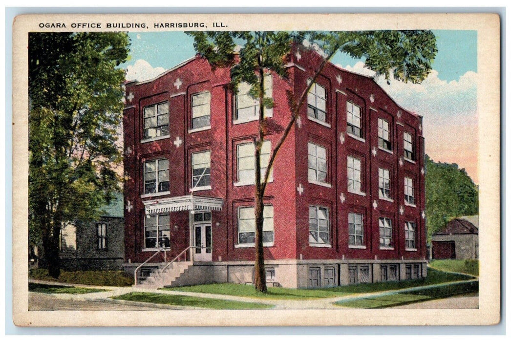 Ogara Office Building Exterior Scene Roadside Harrisburg Illinois IL Postcard