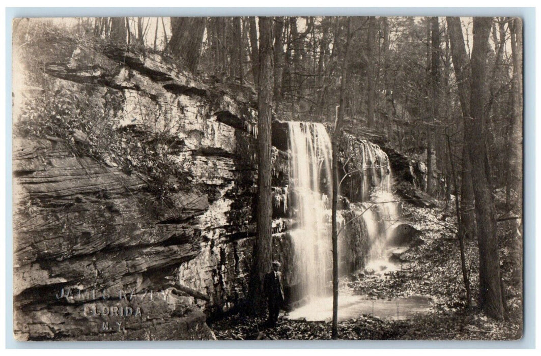 c1910's Waterfall Scene James Razey Florida New York NY RPPC Photo Postcard