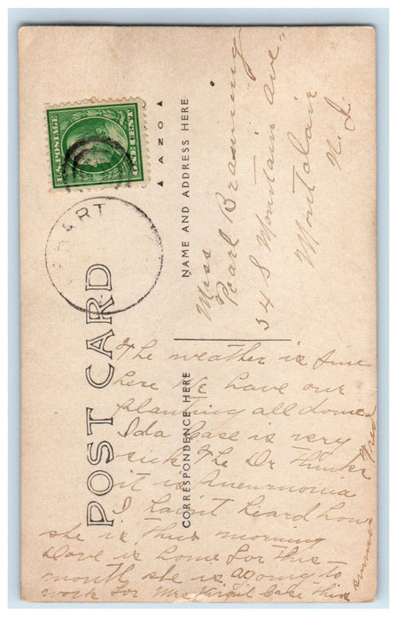 c1910 Lake Boating Children Overalls Girl Boy Fishing Hotel RPPC Photo Postcard