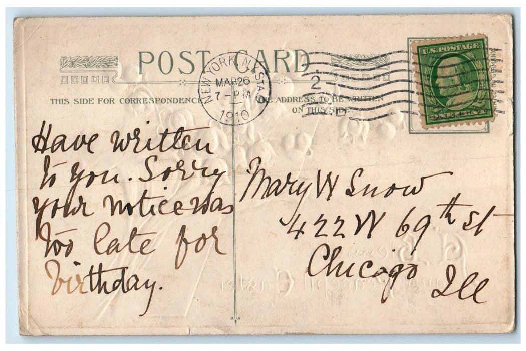 1910 Easter Holy Cross White Flowers Winsch Back Embossed Antique Postcard