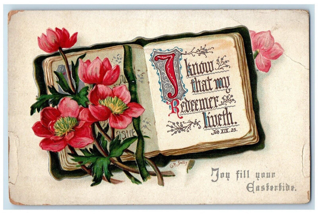 1913 Easter Flowers Book Embossed Chicago Illinois IL G. R. Sully Postcard