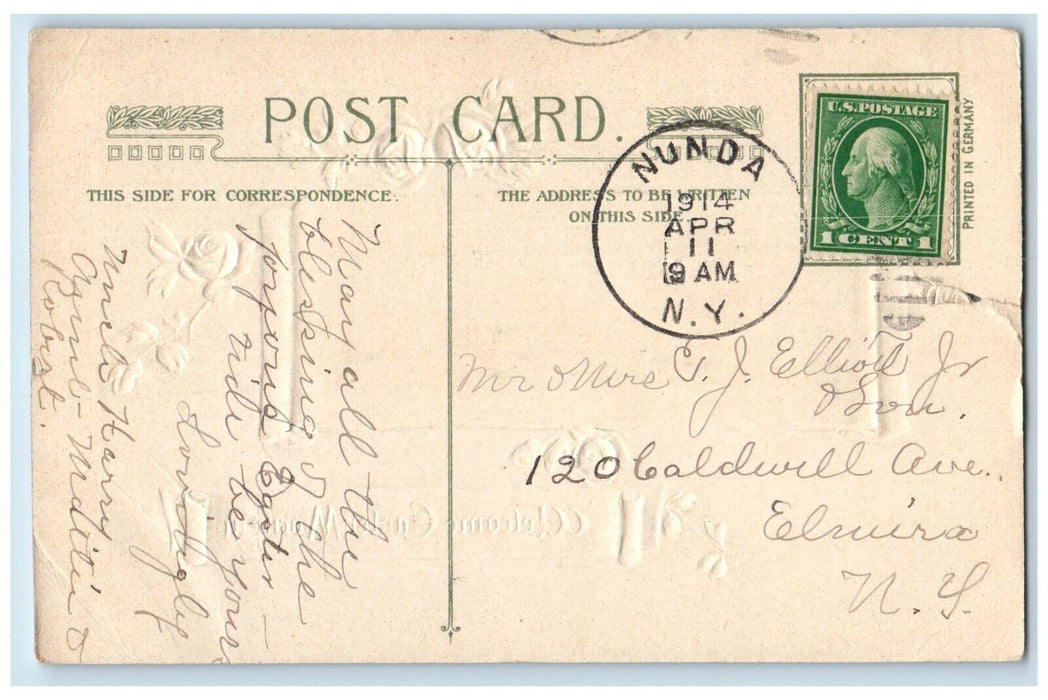 1911 Easter Morning Wagon River House Flowers John Winsch Artist Signed Postcard