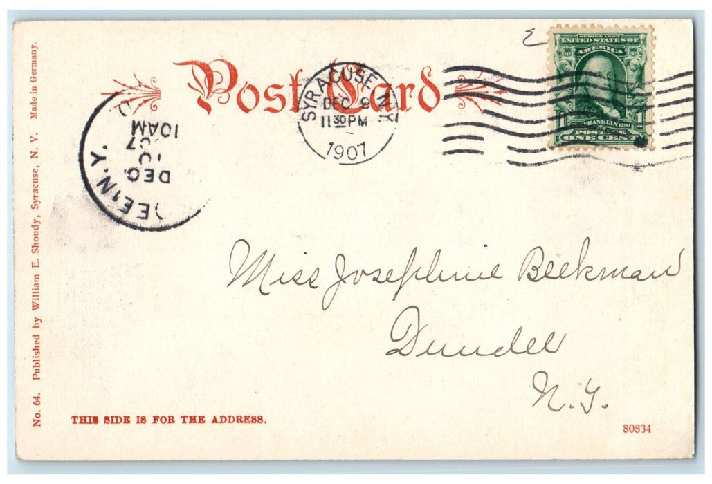 1907 The New High School Syracuse New York NY Dundee NY Antique Postcard