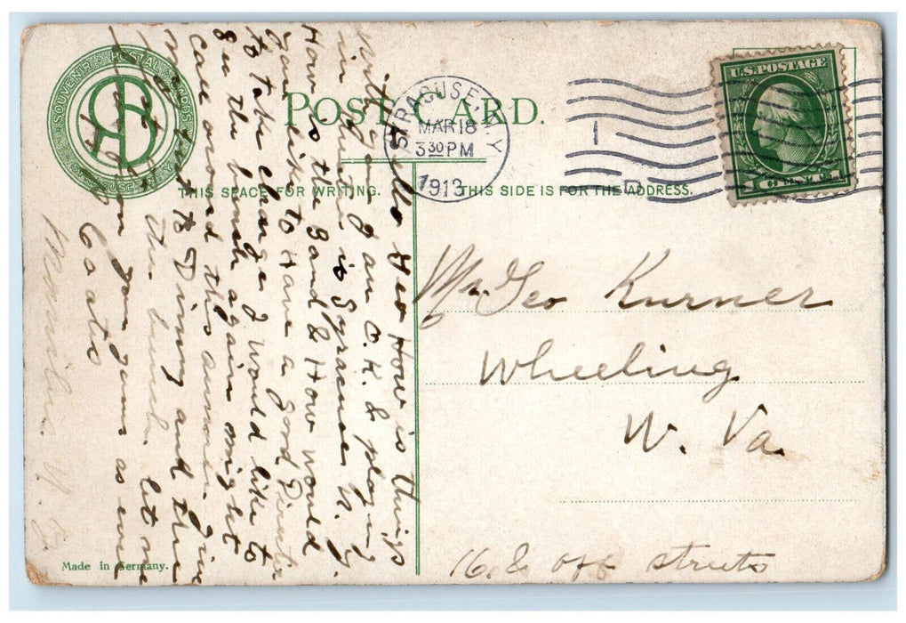 1913 High School and First Universalist Church Syracuse New York NY Postcard