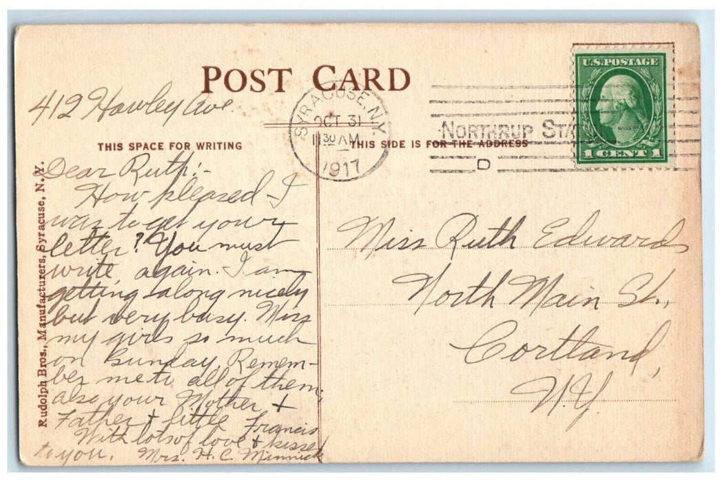 1917 Onondaga County Court House Syracuse New York NY Antique Postcard