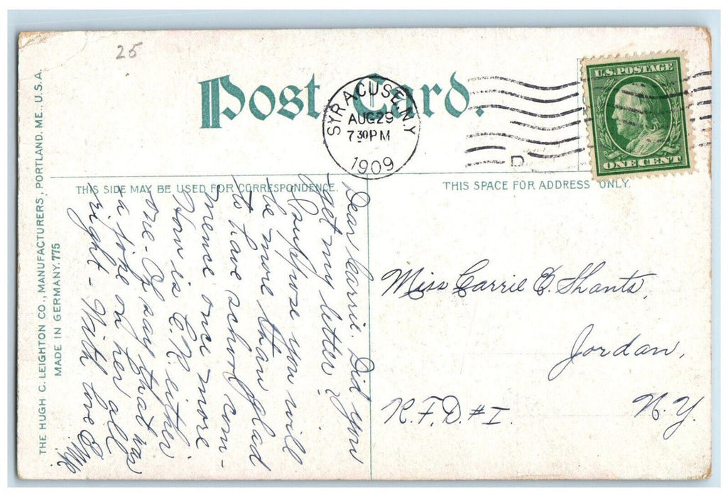 1909 West Genesee Street Syracuse New York NY Antique Posted Postcard
