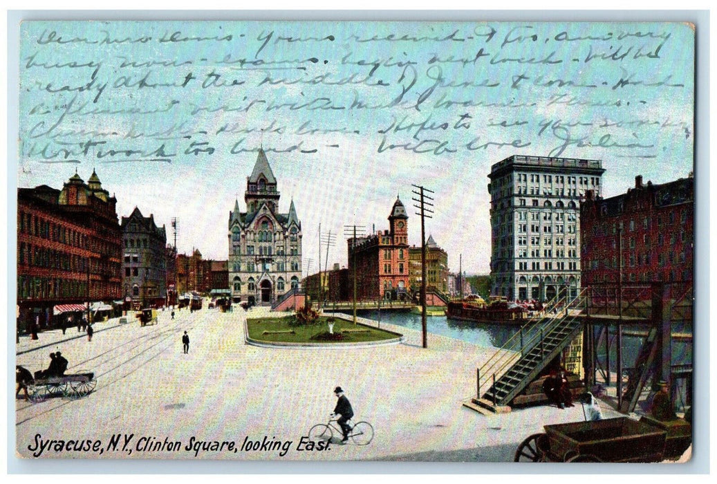 1906 Clinton Square Looking East Syracuse NY Tannersville NY Posted Postcard