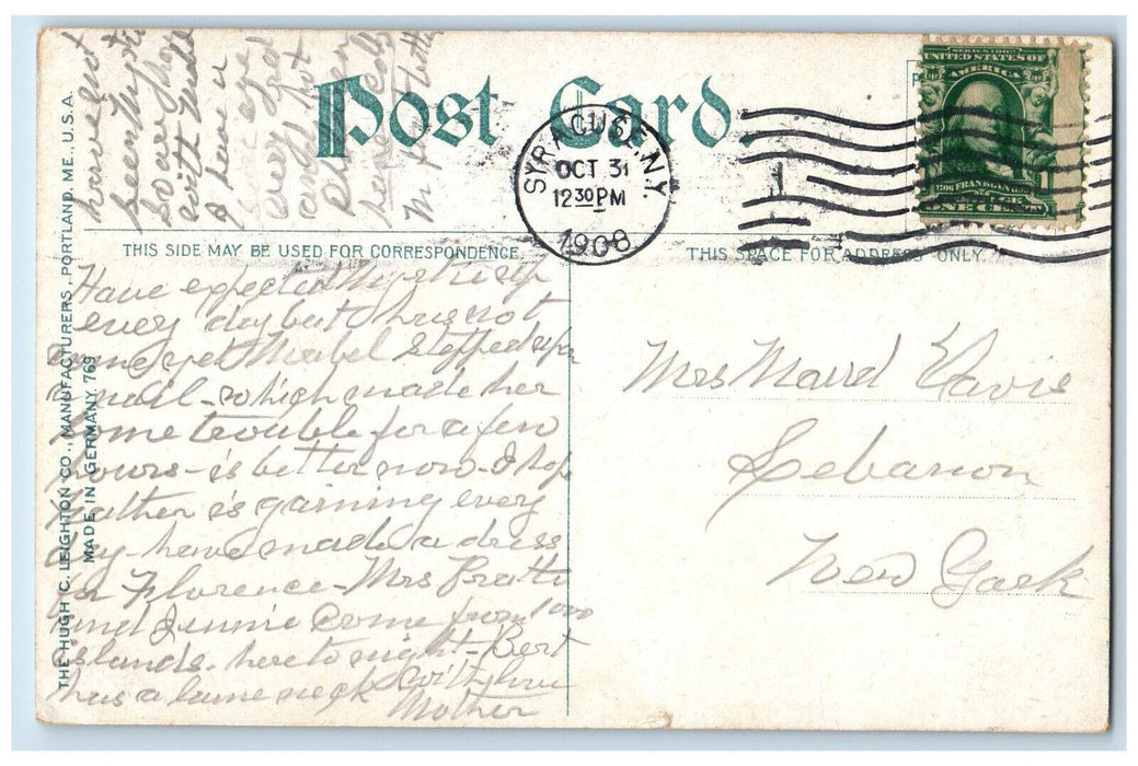 1908 West Onondaga Street Fountain View Syracuse NY Posted Postcard
