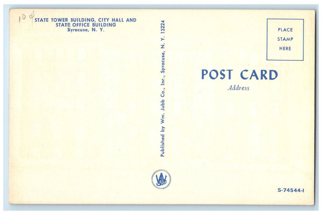 c1950's State Tower Building City Hall State Office Syracuse NY Postcard