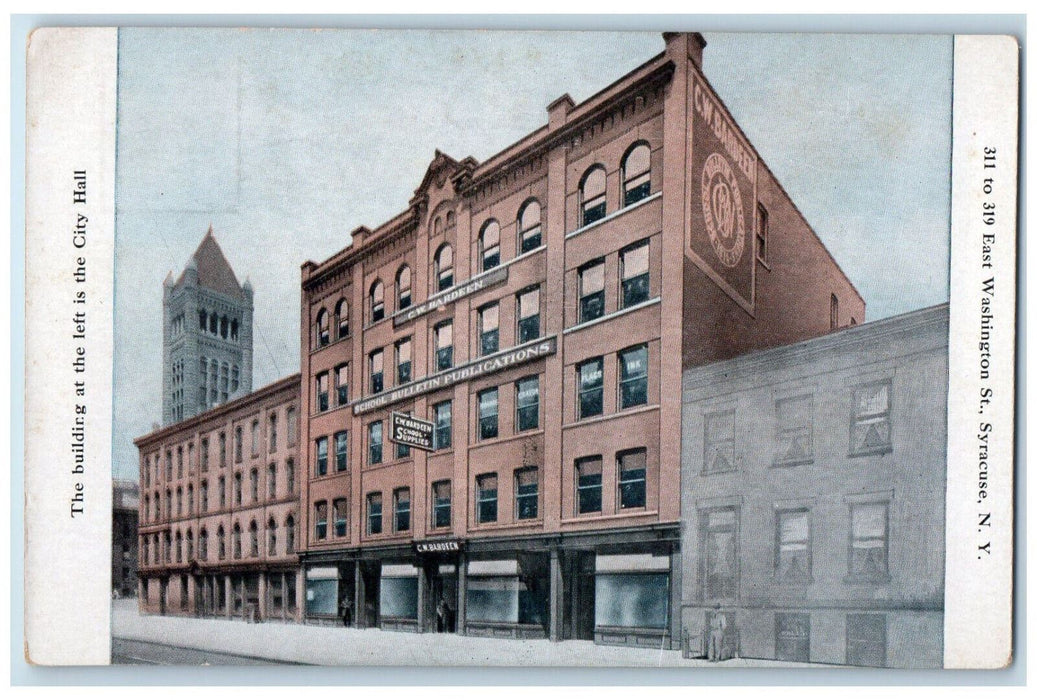 c1910 City Hall at the Left CW Bardeen Building Syracuse NY Unposted Postcard
