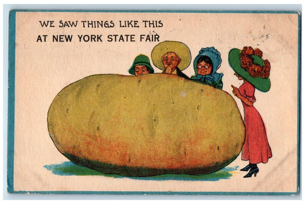 1913 People Looking at Exaggerated Potato NY State Fair Syracuse NY Postcard