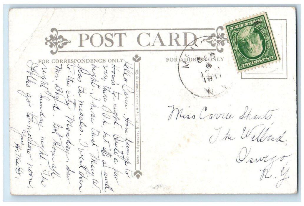 1911 University Building Syracuse New York NY American Publicity Co. Postcard