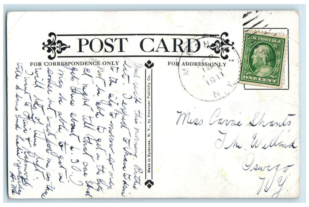 1911 Soldier's and Sailors Monument Syracuse New York NY Antique Postcard