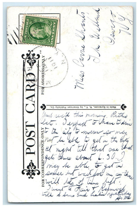 1911 Soldier's and Sailors Monument Syracuse New York NY Antique Postcard