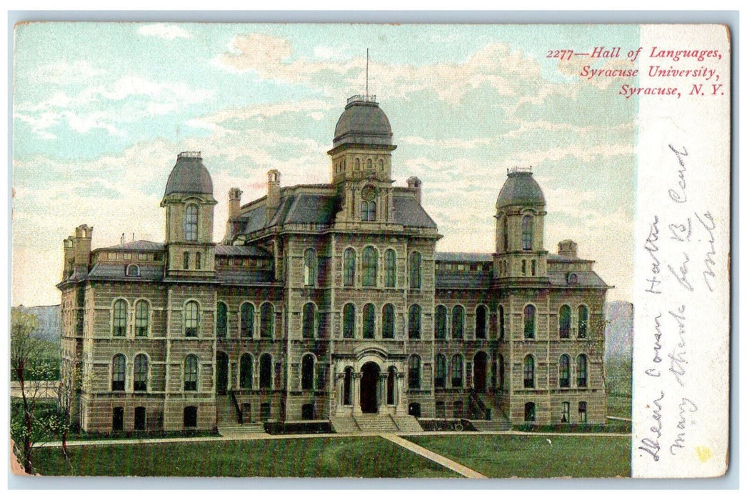 c1905 Hall of Languages Syracuse University New York NY Antique Posted Postcard