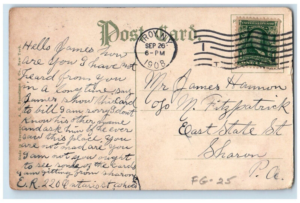 1908 Irwin Water Falls Rensselaer Rocks Nature Scene New York Troy NY Postcard