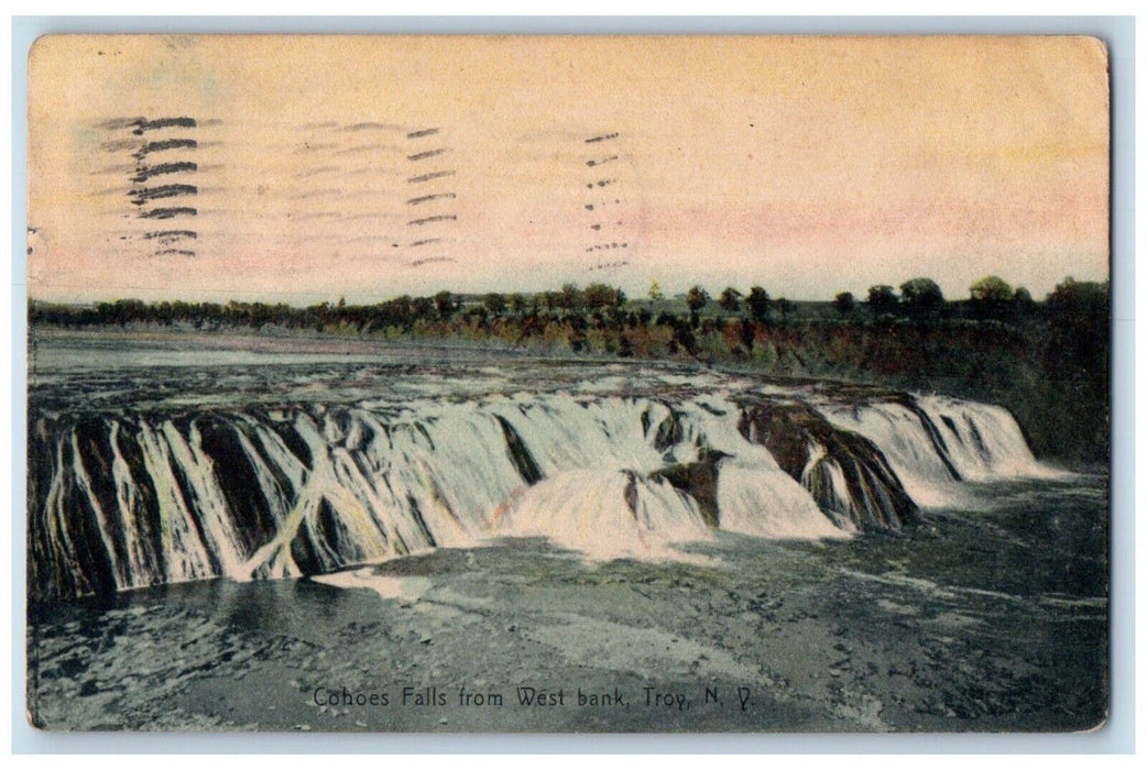 1908 View Of Cohoes Water Falls From West Bank Troy New York NY Antique Postcard