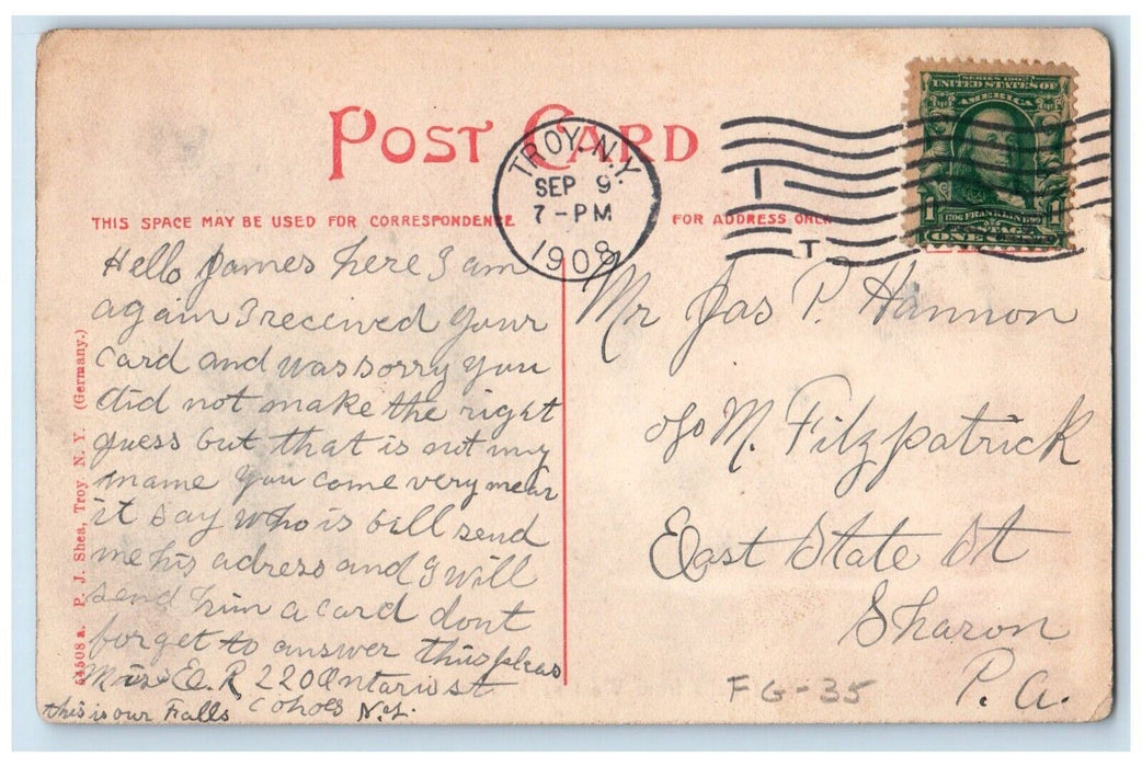 1908 View Of Cohoes Water Falls From West Bank Troy New York NY Antique Postcard