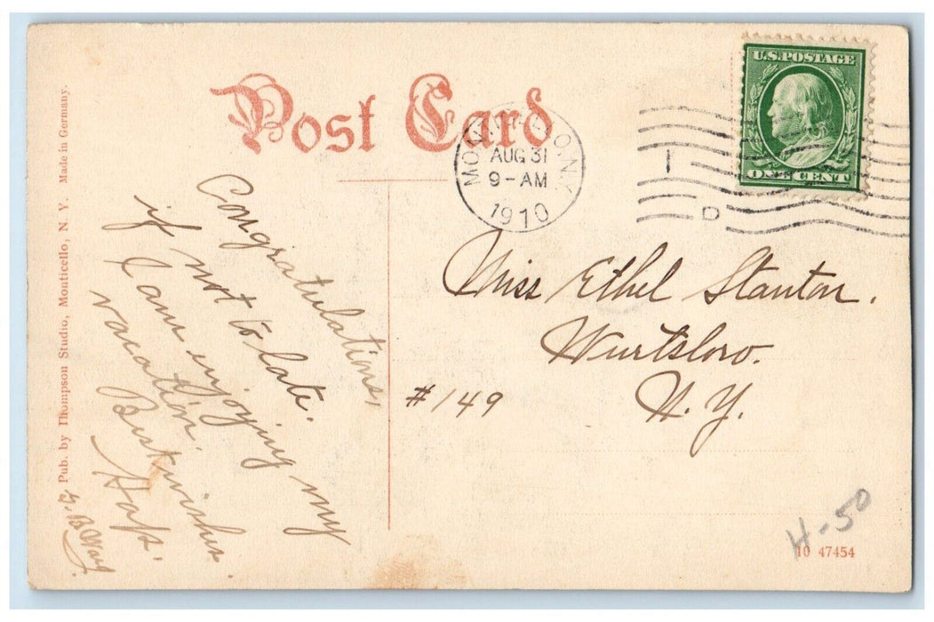 1910 To The Lake Near Merriwold Inn Park New York Monticello NY Antique Postcard
