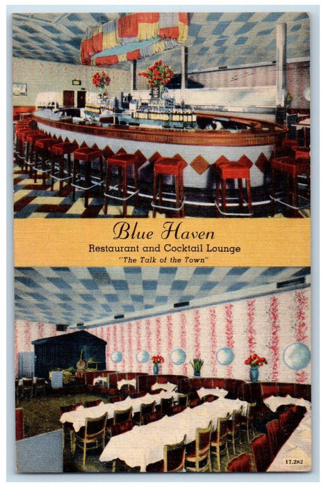 Blue Haven Restaurant And Cocktail Lounge Jackson Heights NY Dual View Postcard