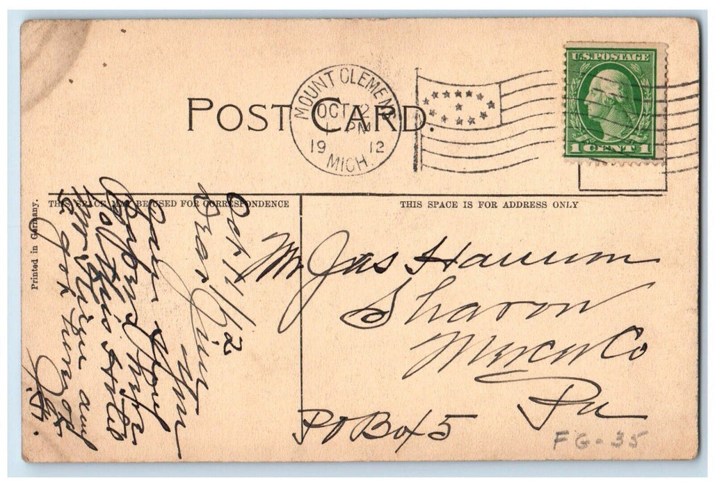 1912 Medea Hotel And Baths Building Mt. Clemens Michigan MI Antique Postcard