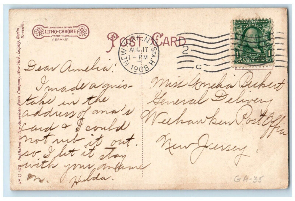1908 The Lake Bronx Park Trees Nature Scene New York NY Antique Postcard