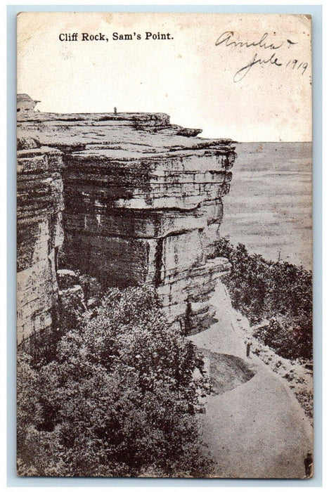 1919 Cliff Rock Sam's Point Nature Scene Pine Bush New York NY Antique Postcard