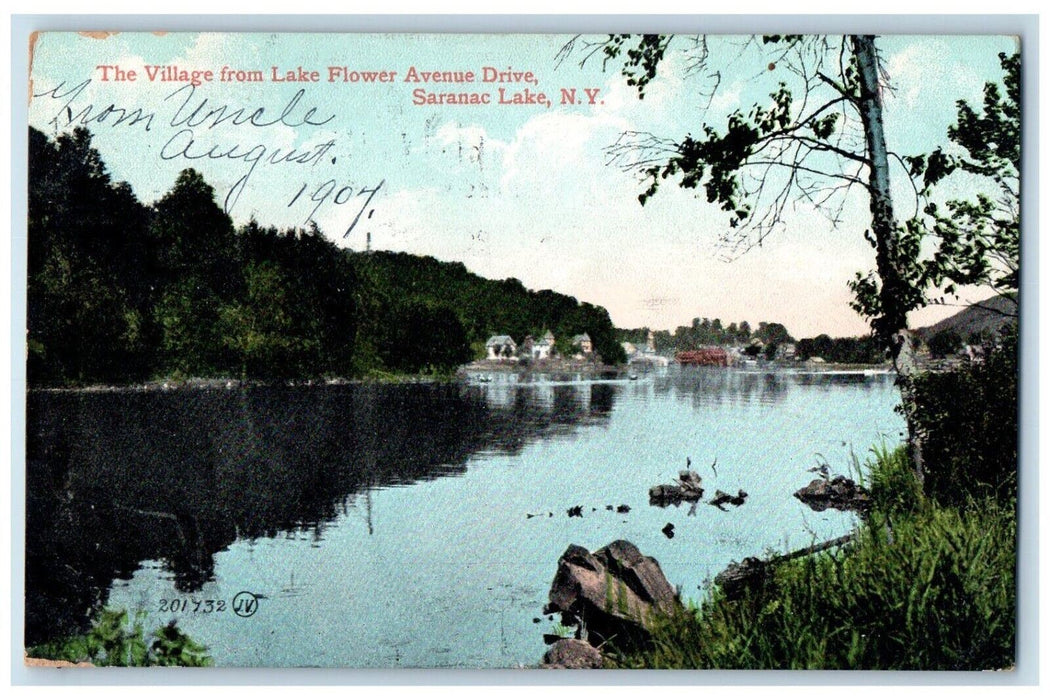 1904 The Village From Lake Flower Avenue Drive Saranac Lake New York NY Postcard