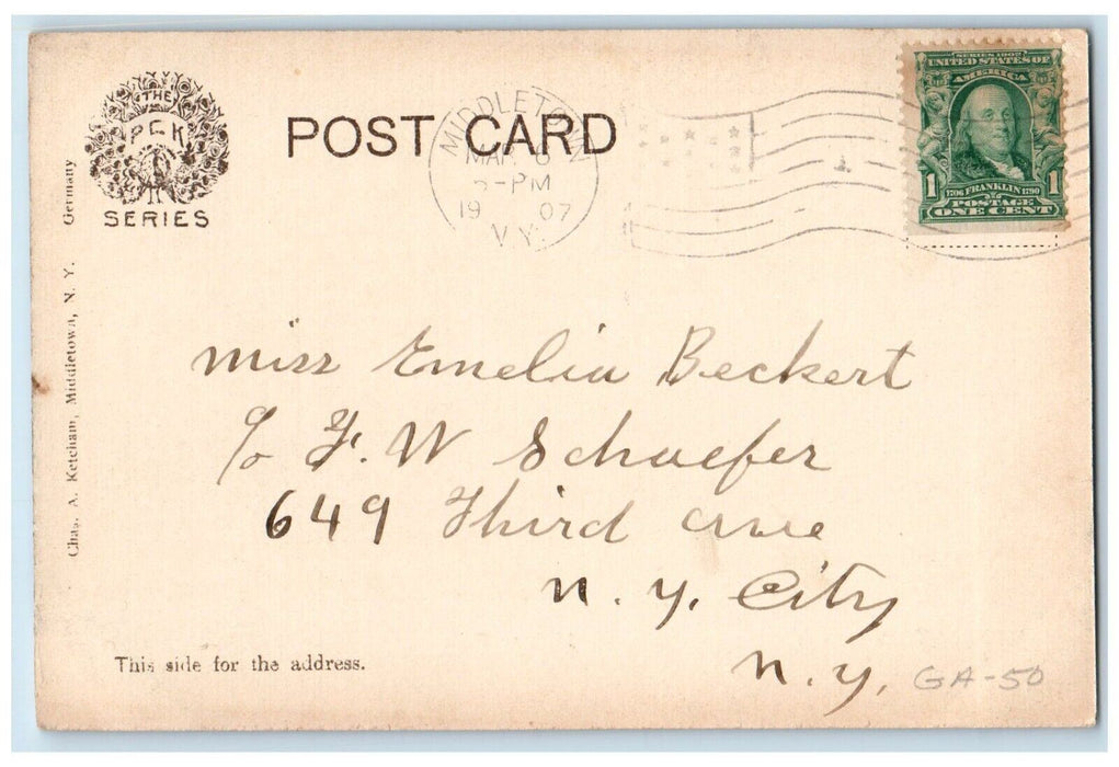 1907 Midway Park Trees Lake Nature Scene Middletown New York NY Antique Postcard