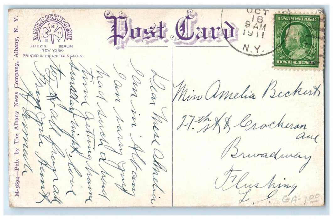 1911 The Public Market Vendors Horse-Drawn Vehicles Albany New York NY Postcard