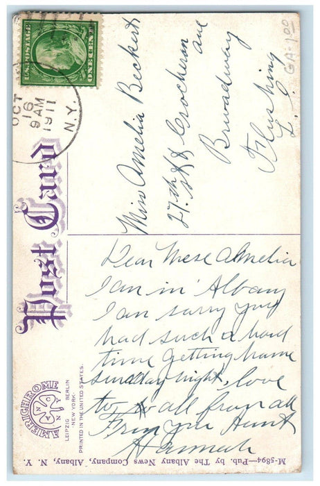 1911 The Public Market Vendors Horse-Drawn Vehicles Albany New York NY Postcard