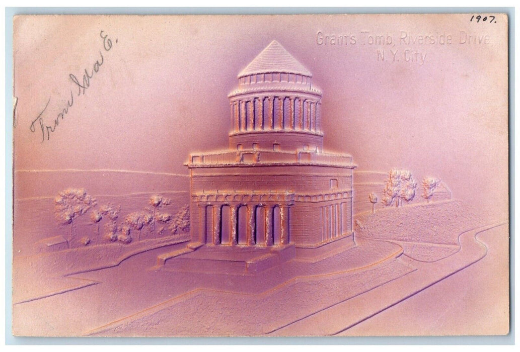1907 Grant's Tomb Riverside Drive New York City NY Embossed Airbrushed Postcard