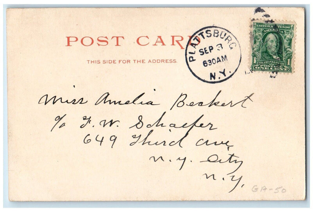 1907 Sunrise Beach Nature Scene Hotel Champlain Plattsburg New York NY Postcard