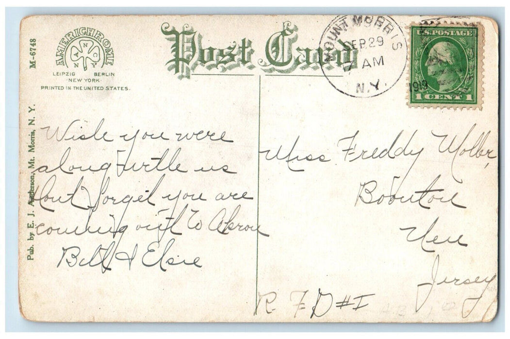 1919 View Of The Presbyterian Church Mt. Morris New York NY Antique Postcard