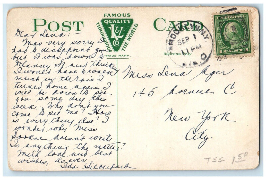 1913 View Of Brooklyn Public Library Flatbush New York NY Antique Postcard