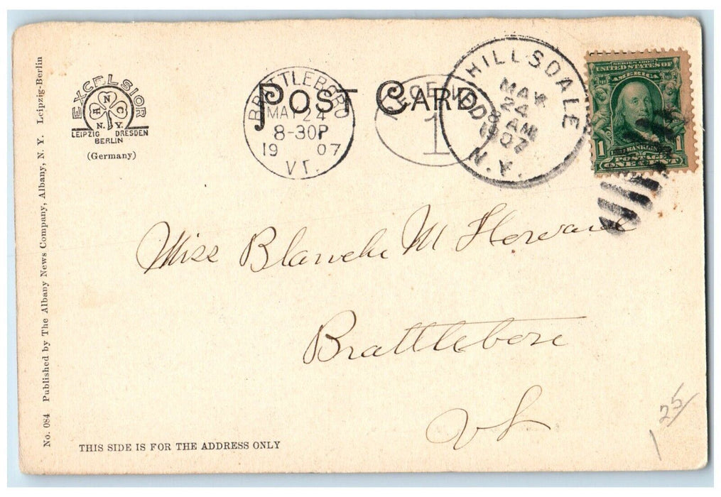 1907 Governor's Mansion Exterior Scene Albany Hillsdale New York NY Postcard